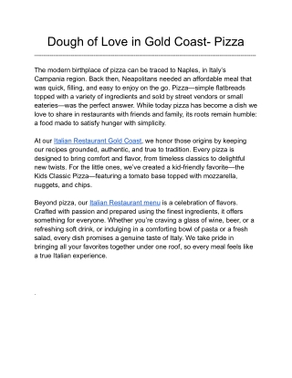 Dough of Love in Gold Coast- Pizza