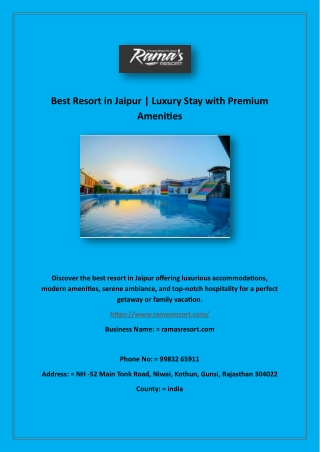 Family Resorts in Jaipur with Activities | Fun for All Ages Best Resort in
