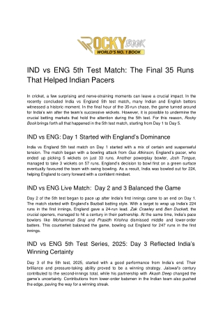 IND vs ENG 5th Test Match: The Final 35 Runs That Helped Indian Pacers