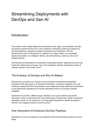 Streamlining Deployments with DevOps and Gen AI