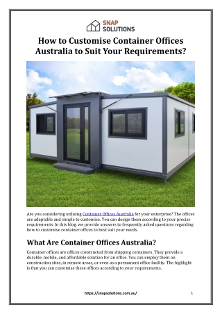 How to Customise Container Offices Australia to Suit Your Requirements