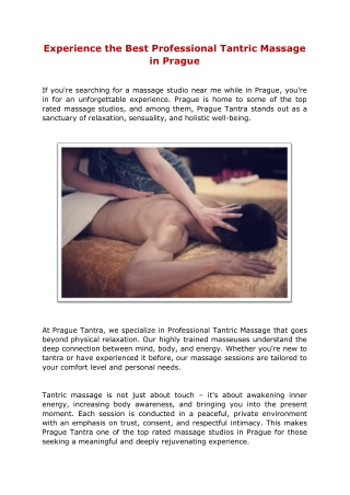 Experience the Best Professional Tantric Massage in Prague