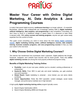 Master Your Career with Online Digital Marketing, AI, Data Analytics & Java Programming Courses