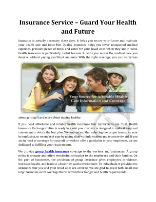 Insurance Service – Guard Your Health and Future