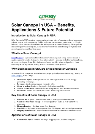 Solar Canopy in USA