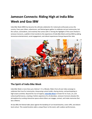 Jameson Connects Riding High at India Bike Week and Goa IBW