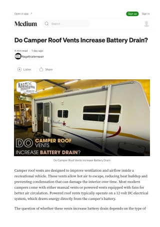 Battery Drain from Roof Vents RV Camper Repair Michigan Tips