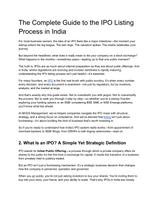 The Complete Guide to IPO Listing Process in India - Step-by-Step 2025