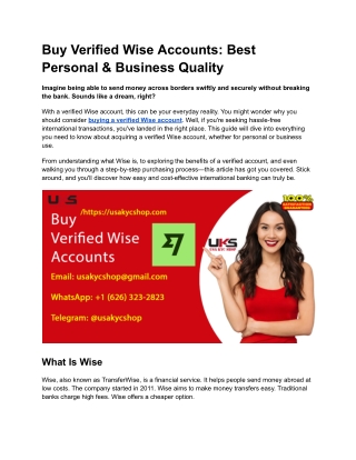 Buy Verified Wise Accounts_ Best Personal & Business Quality