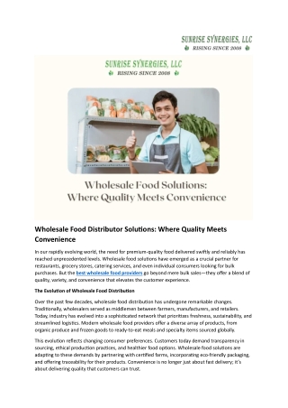Wholesale Food Distributor Solutions Where Quality Meets Convenience