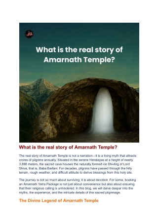 What is the real story of Amarnath Temple?