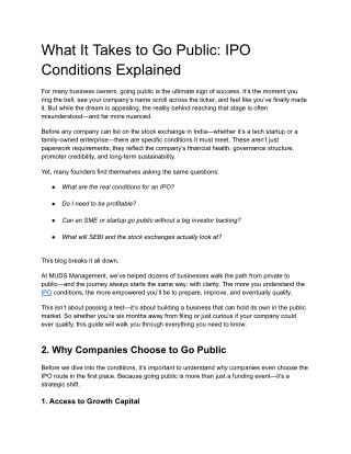 What It Takes to Go Public: IPO Conditions Explained