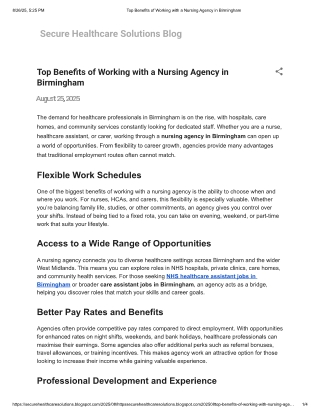 Top Benefits of Working with a Nursing Agency in Birmingham