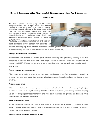 Smart Reasons Why Successful Businesses Hire Bookkeeping services