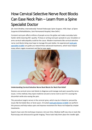 How Cervical Selective Nerve Root Blocks Can Ease Neck Pain