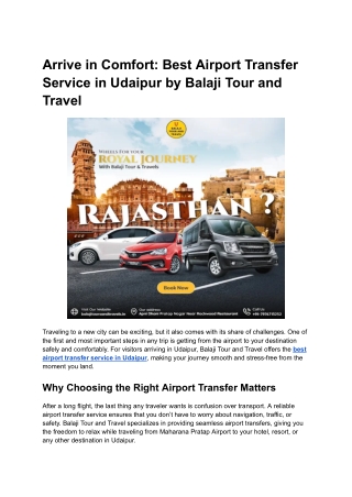 _Best Airport Transfer Service in Udaipur