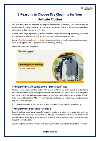 5 Reasons to Choose Dry Cleaning for Your Delicate Clothes