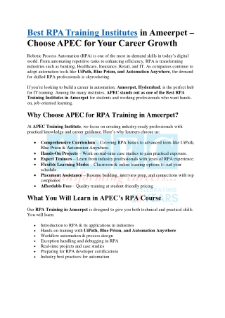 Best RPA Training Institutes in Ameerpet