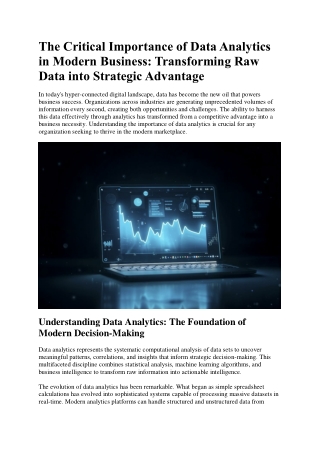 "The Critical Importance of Data Analytics in Modern Business"