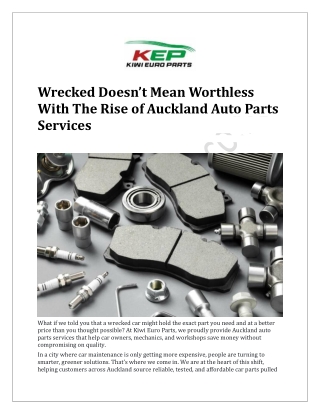 Wrecked Doesn’t Mean Worthless With The Rise of Auckland Auto Parts Services