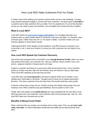 How Local SEO Helps Customers Find You Faster