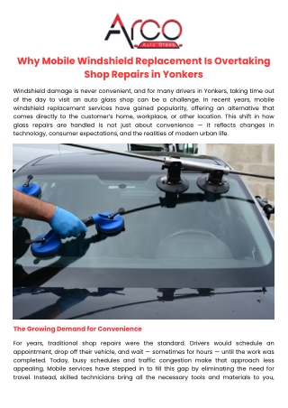Why Mobile Windshield Replacement Is Overtaking Shop Repairs in Yonkers