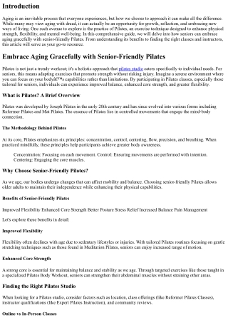 Embrace Aging Gracefully with Senior-Friendly Pilates