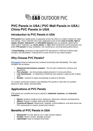 PVC Panels in USA | PVC Wall Panels in USA | China PVC Panels in USA