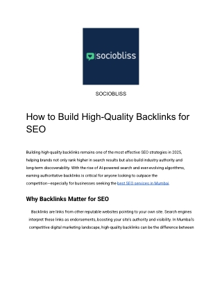 How to Build High-Quality Backlinks for SEO