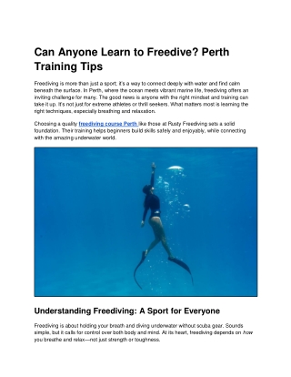 Can Anyone Learn to Freedive_ Perth Training Tips (1)