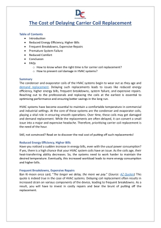 Why Timely Carrier Coil Replacement Matters-  Discount Coil