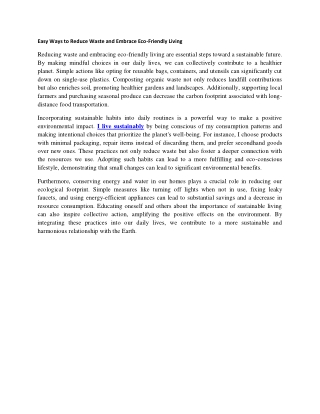 Easy Ways to Reduce Waste and Embrace Eco-Friendly Living