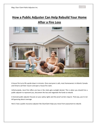 How a Public Adjuster Can Help Rebuild Your Home After a Fire Loss