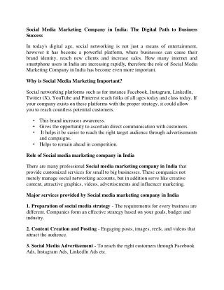 Social Media Marketing Company in India-The Digital Path to Business Success