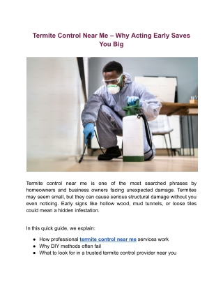 Termite Control Near Me – Why Acting Early Saves You Big