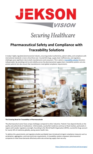 Pharmaceutical Safety and Compliance with Traceability Solutions
