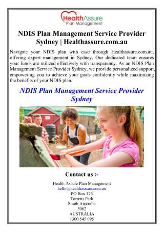 NDIS Plan Management Service Provider Sydney | Healthassure.com.au