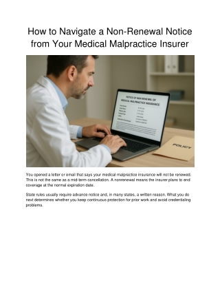 How to Navigate a Non-Renewal Notice from Your Medical Malpractice Insurer