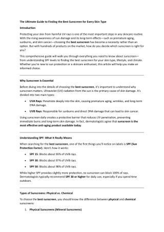 The Ultimate Guide to Finding the Best Sunscreen for Every Skin Type