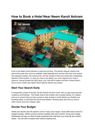 How to Book a Hotel Near Neem Karoli Ashram: A Simple Guide