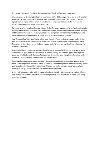 Choosing the Perfect Coffee Table