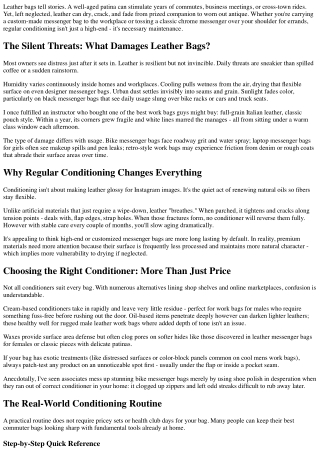 Leather Conditioning Hacks To Extend Your Bag's Life.