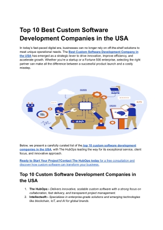 Top 10 Best Custom Software Development Companies in the USA