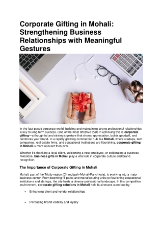 Corporate Gifting in Mohali Strengthening Business Relationships with Meaningful Gestures