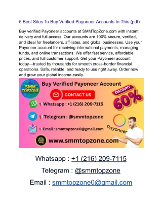 How Best To Buy Verified Payoneer accoun