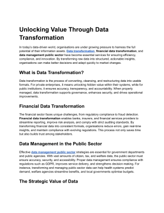 Unlocking Value Through Data Transformation