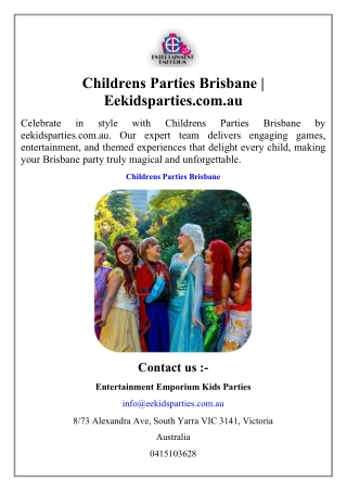 Childrens Parties Brisbane  Eekidsparties.com.au