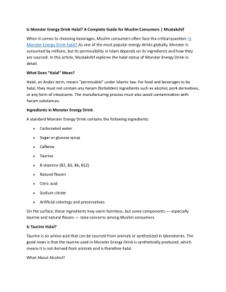 Is Monster Energy Drink Halal