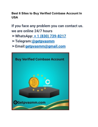 Best 6 Sites to Buy Verified Coinbase Account In USA