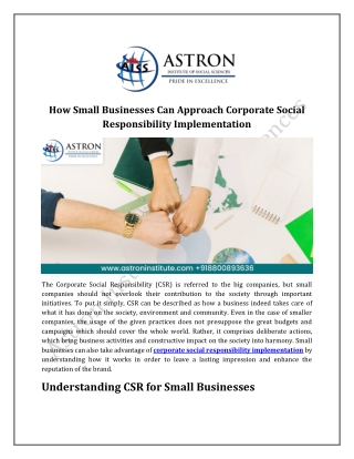 How Small Businesses Can Approach Corporate Social Responsibility Implementation (1)